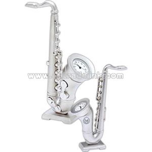 Saxophone clock on base