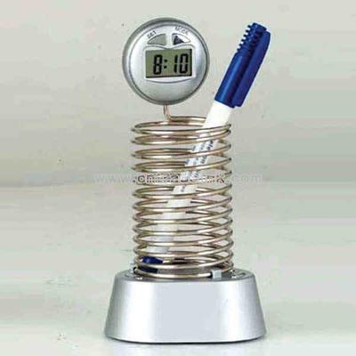 Screw shape spring pen holder with real time display