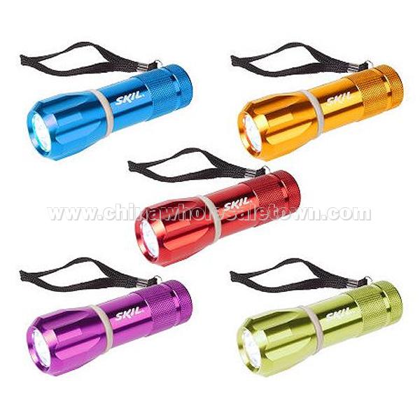 Set of 5 Super Bright 9 LED Flashlights W/Glow Rings