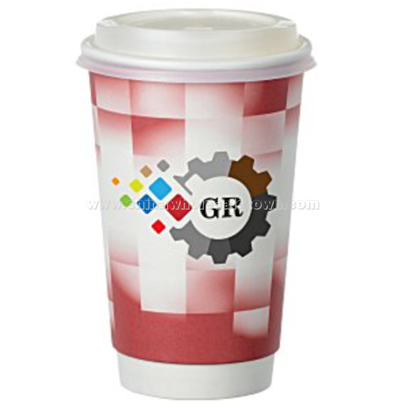 Shady Checkers Full Color Insulated Paper Cup with Lid - 16 oz.