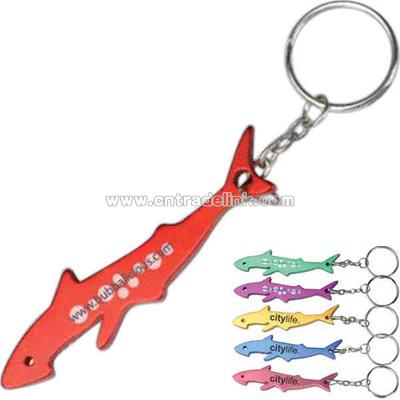 Shark shaped bottle opener keyring