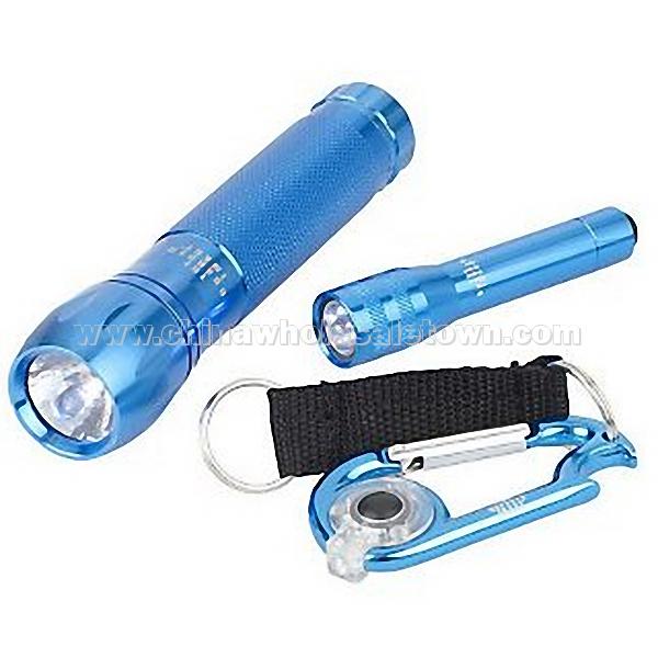 Sharper Image 3pc LED Flashlights & Carabiner Clip Light Set