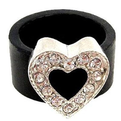 Silicone Ring with Heart Shape Crystal Charm