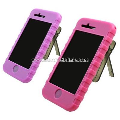 Silicone Skin Case for Apple iPhone 3G Bundled in 2s - Magenta & Lilac