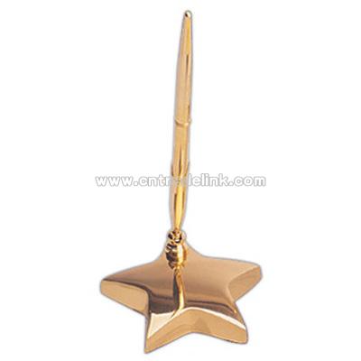 Silkscreen - Brass star shaped pen holder with pen