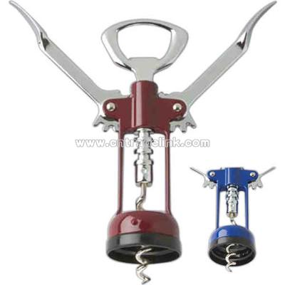 Silkscreen - Wing corkscrew with open spiral worm and chrome plated/enameled body