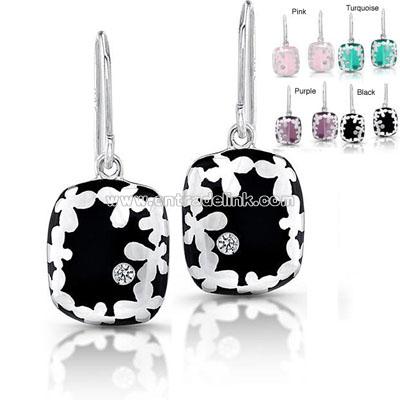 Silver Flower and Resin Earrings