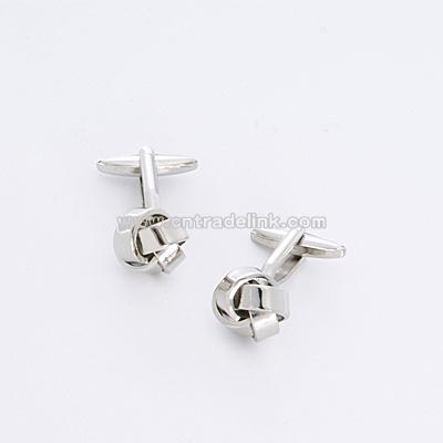Silver Knot Cuff Links with Personalized Case