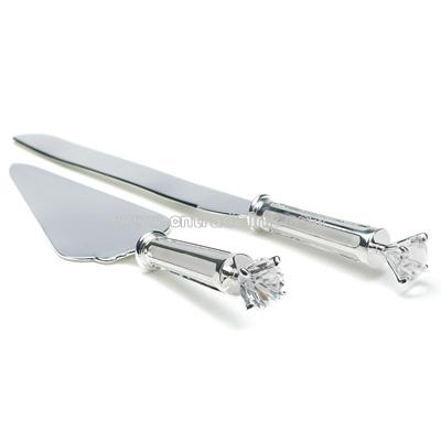 Silver Plated Cake Serving Set with Diamond
