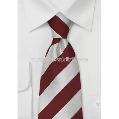 Silver Red Striped Silk Ties