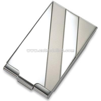 Silver Striped Business Card Case