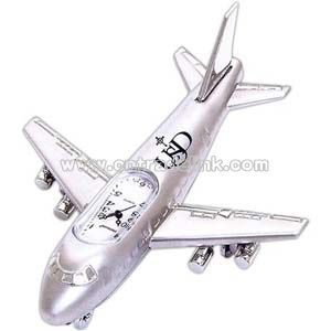 Silver airplane clock
