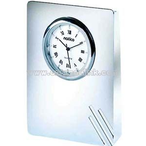 Silver clock with lines
