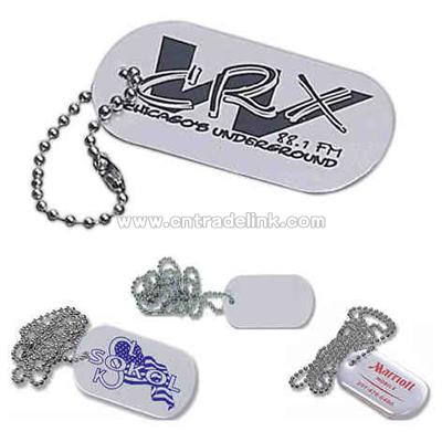 Silver dog tag key tag with split ring