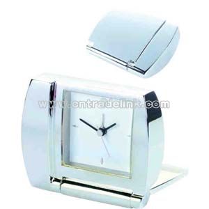 Silver folding alarm clock