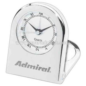 Silver folding mantle shape clock