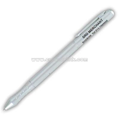 Silver pen with laser and flashlight