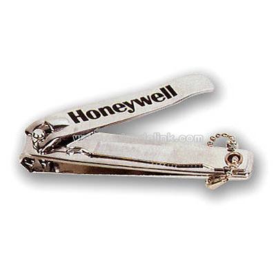 Silver toe nail clippers with file