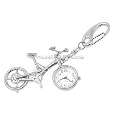 Silvery Mini Key Chains Bicycle Quartz Watch