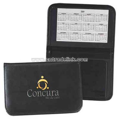 Simulated leather prescription pad holder with calendar card