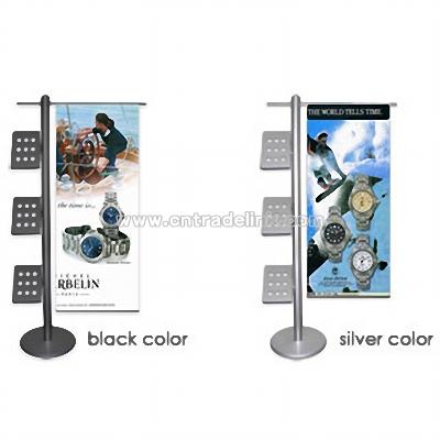 Single-sided Banner Stand,with A4 shelves to display brochures
