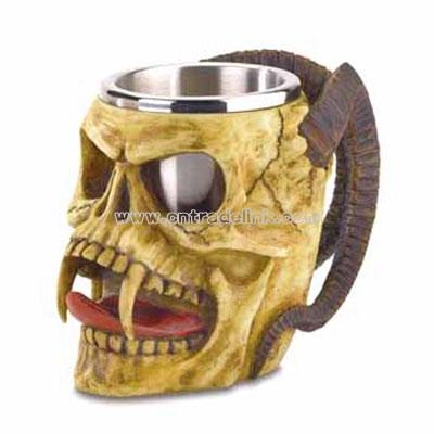 Skull Tankard With Steel Cup