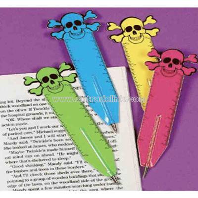Skull and crossbones pen, ruler, bookmark, 5.5