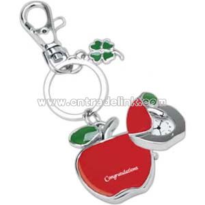 Sliding apple clock keychain