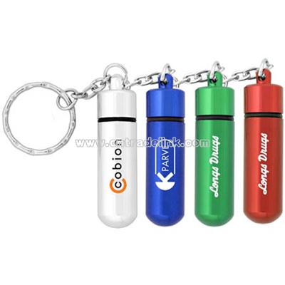 Small Aluminum Pill Tube Keychain