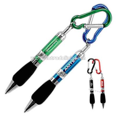 Small carabiner soft foam comfort grip ballpoint pen