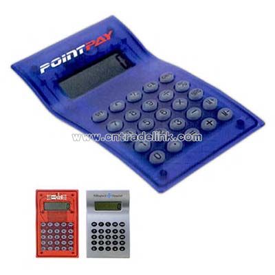 Small desktop calculator with ergonomic shape