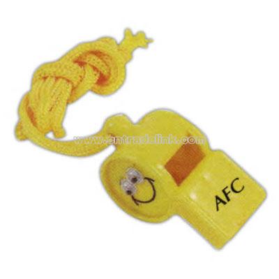 Smiley face whistle with rope