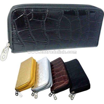 Snakeskin faux leather wallet with double zipper