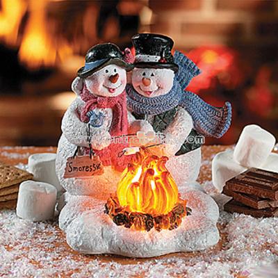 Snow Couple Roasting Marshmallows