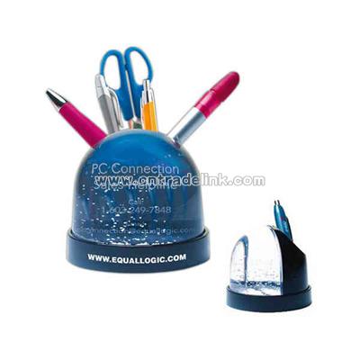 Snow globe with pen and pencil holder