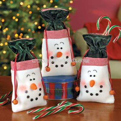 Snowman Drawstring Gift Bags