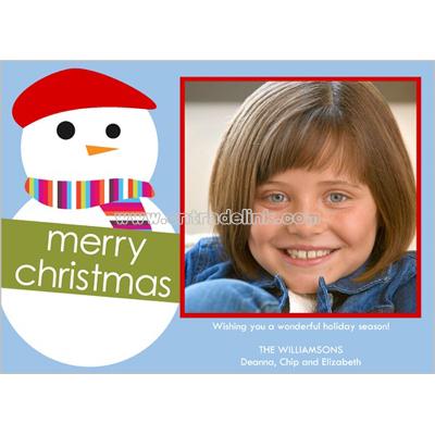 Snowman Red Holiday Card