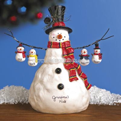 Snowman With Snow Kid Ornaments