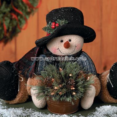 Snowman with Mini Lighted Tree