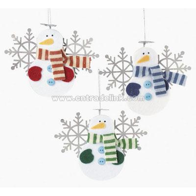 Snowmen With Snowflake Wings Ornaments