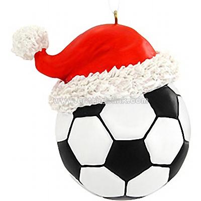 Soccer Ball with Santa Hat Ornament
