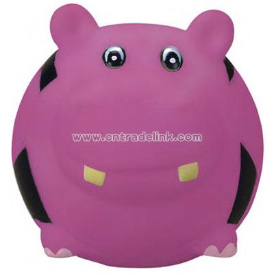 Soccer ball shape hippo - Hard rubber animal shape bank