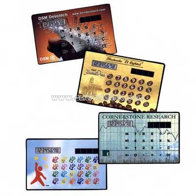 Solar card calculator with battery