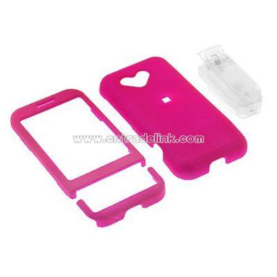Solid Hot Pink Rubberized Snap On Crystal Case with Clip for T-Mobile HTC G1 Google Phone Dream Smartphone
