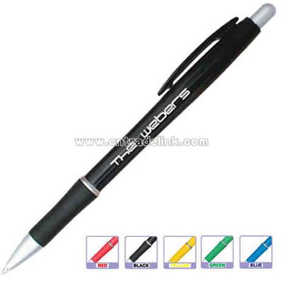 Solid clicker pen with silver trim