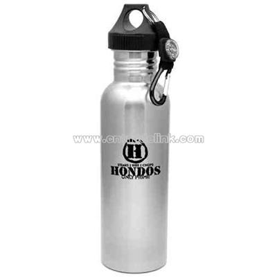 Sports bottle with compass and a carabiner