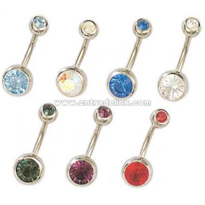 Stainless Steel Double-jeweled Barbell Belly Ring