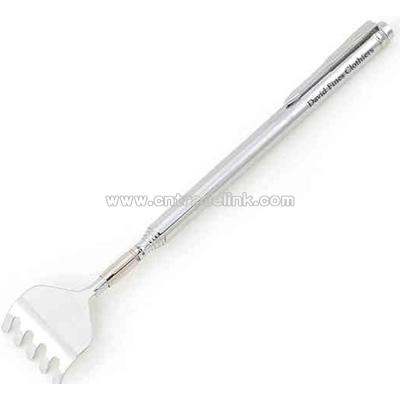 Stainless steel extendible back scratcher with pocket clip attachment