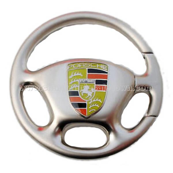 Steering wheel Shaped Porsche Logo keychain