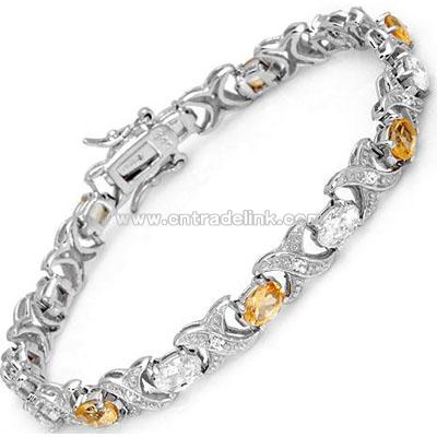 Sterling Silver Bracelet With Citrine